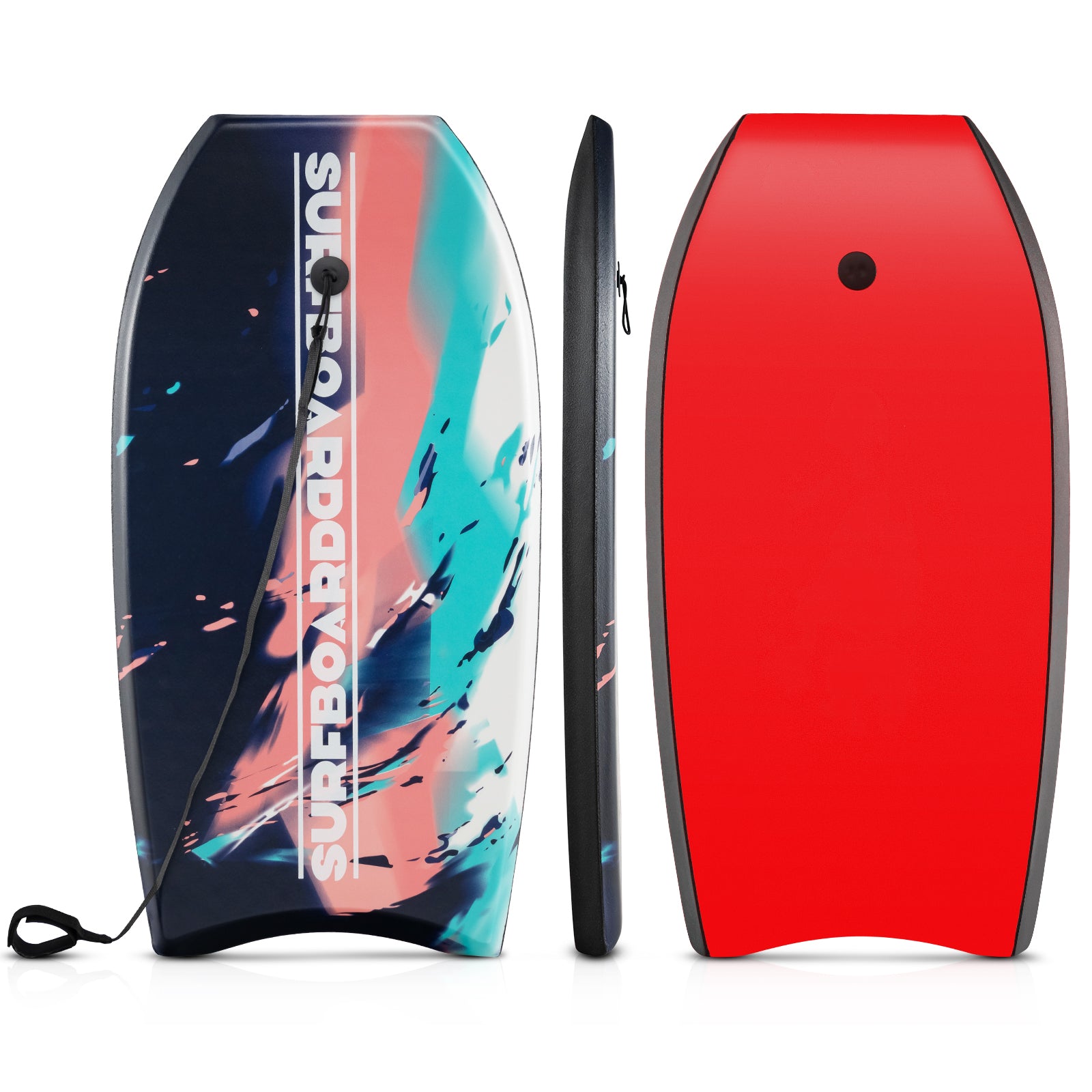 33/37/41 Inches Lightweight Body Board Boogie Board with EPS Core XPE Deck HDPE Bottom Multicolor2-L - M