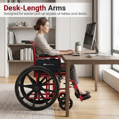 Folding Wheelchair for Adults with Swing-Away Footrest