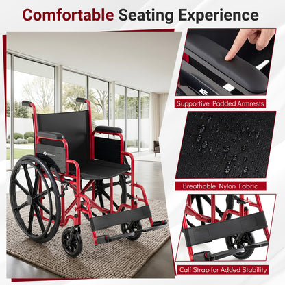 Folding Wheelchair for Adults with Swing-Away Footrest