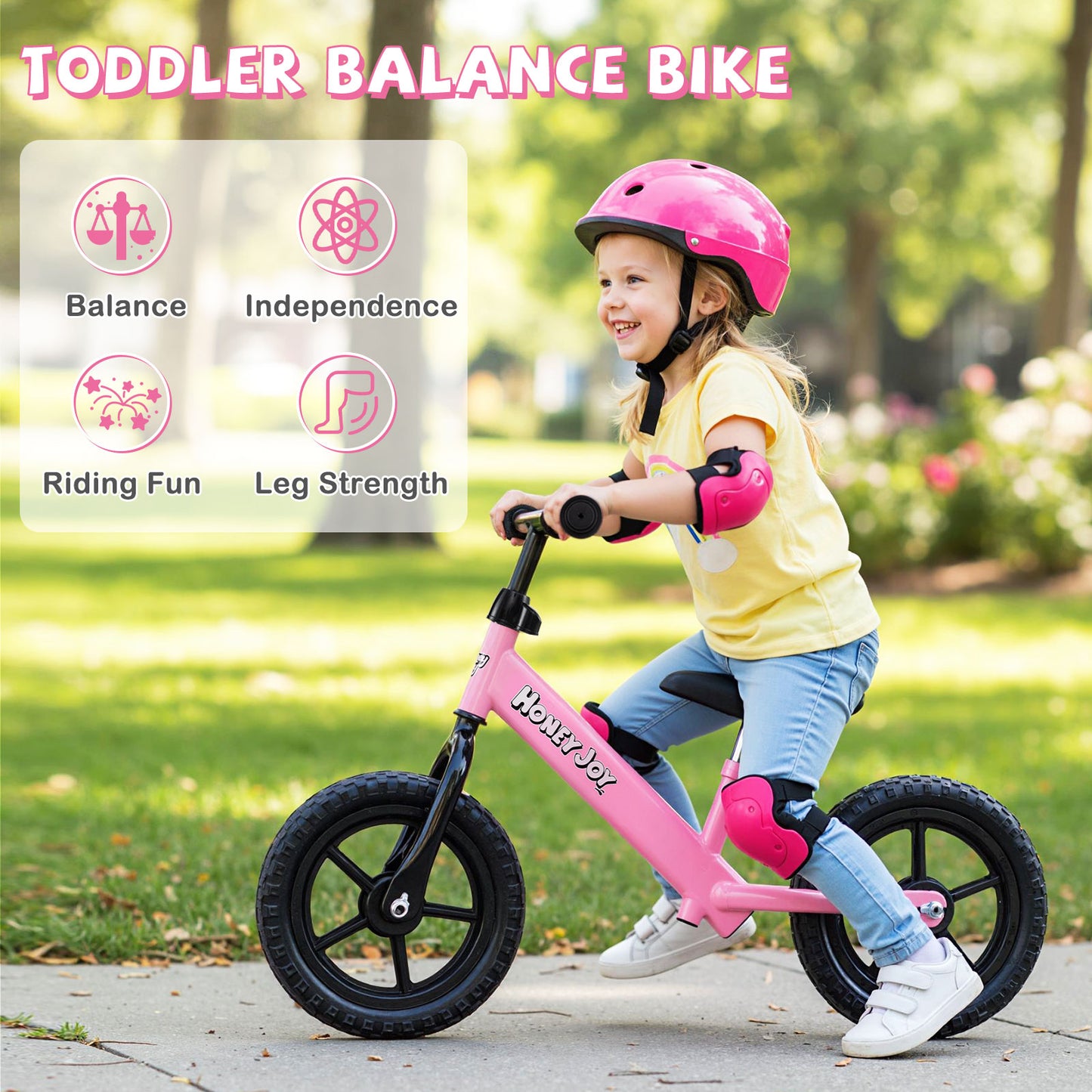 Lightweight Toddler Balance Bike No Pedal Training Bicycle-Pink