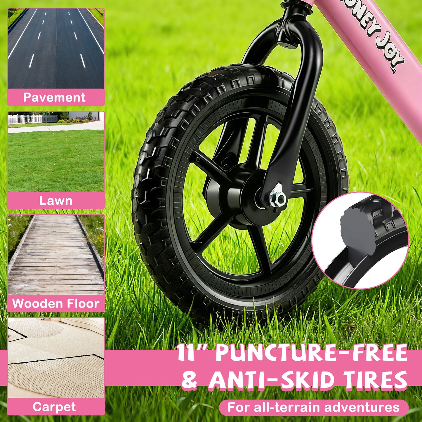 Lightweight Toddler Balance Bike No Pedal Training Bicycle-Pink