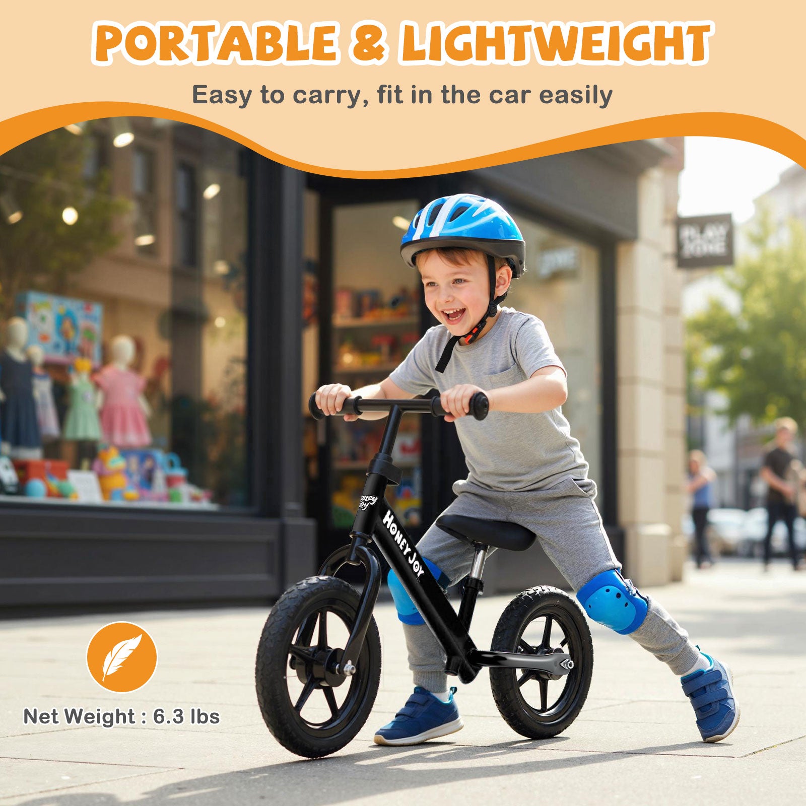 Lightweight Toddler Balance Bike No Pedal Training Bicycle-Black