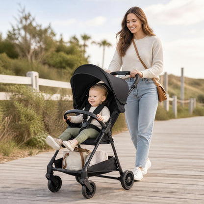 Lightweight Travel Stroller with Canopy and Storage Basket