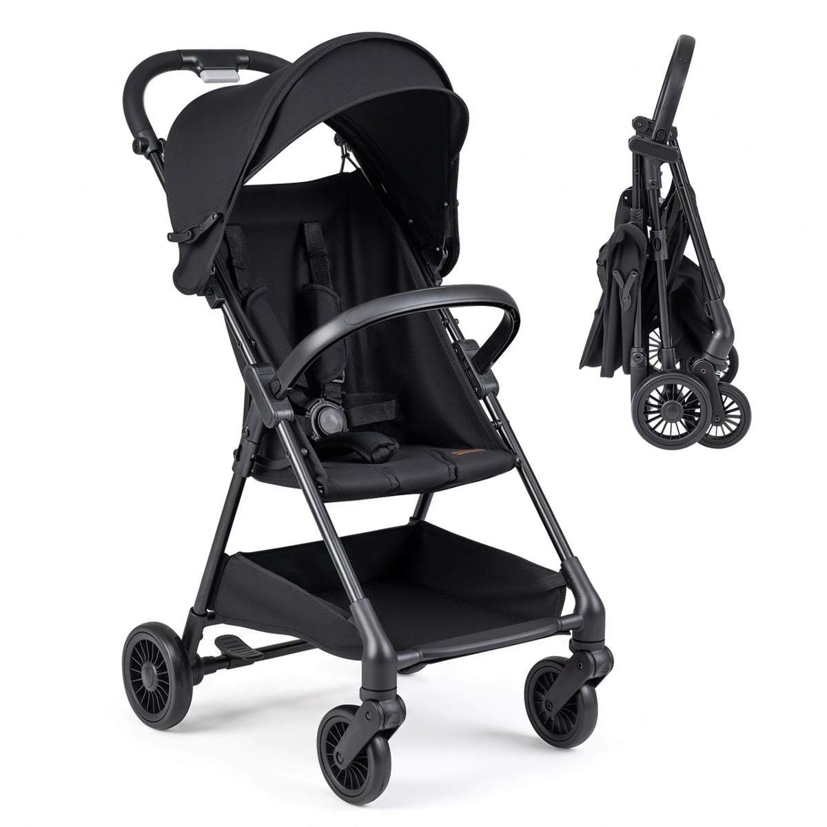 Lightweight Travel Stroller with Canopy and Storage Basket