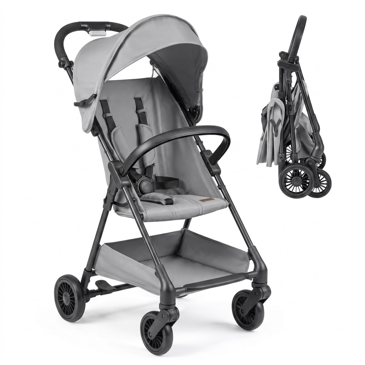 Lightweight Travel Stroller with Canopy and Storage Basket