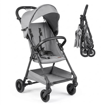 Lightweight Travel Stroller with Canopy and Storage Basket