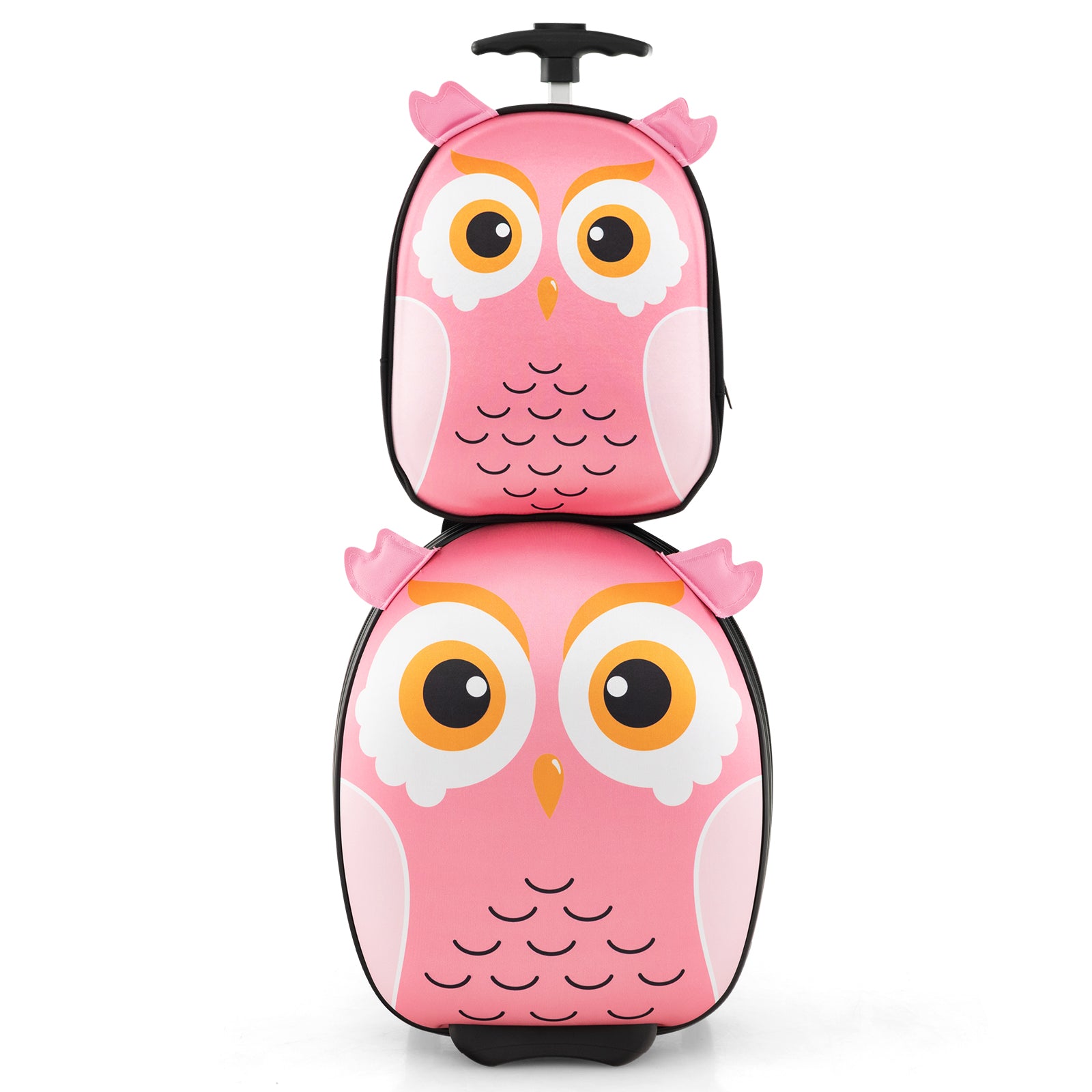 Lightweight and Portable Rolling Suitcase for Children-White - Pink