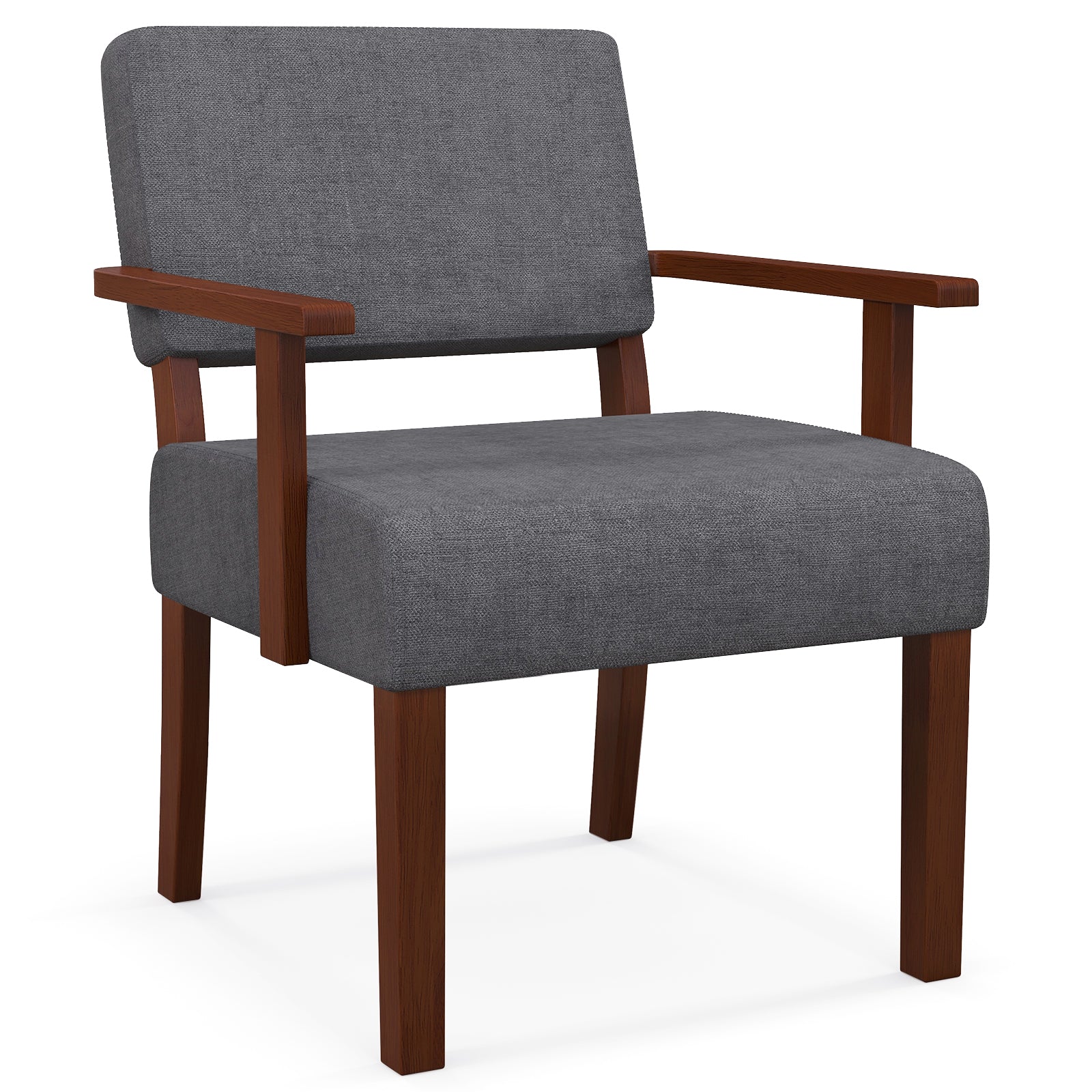 Linen Accent Chair Living Room Chair with Soft Padded Seat and Backrest-Gray - Gray