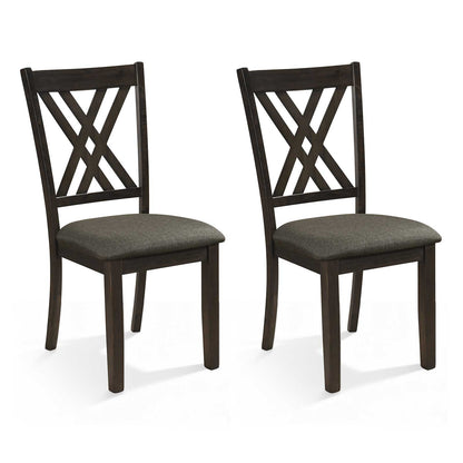 Linen Fabric Upholstered Wooden Dining Chair Set of 2 with Rubber Wood Frame for Dining Room-Gray