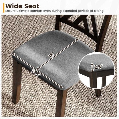 Linen Fabric Upholstered Wooden Dining Chair Set of 4 with Rubber Wood Frame for Dining Room-Gray