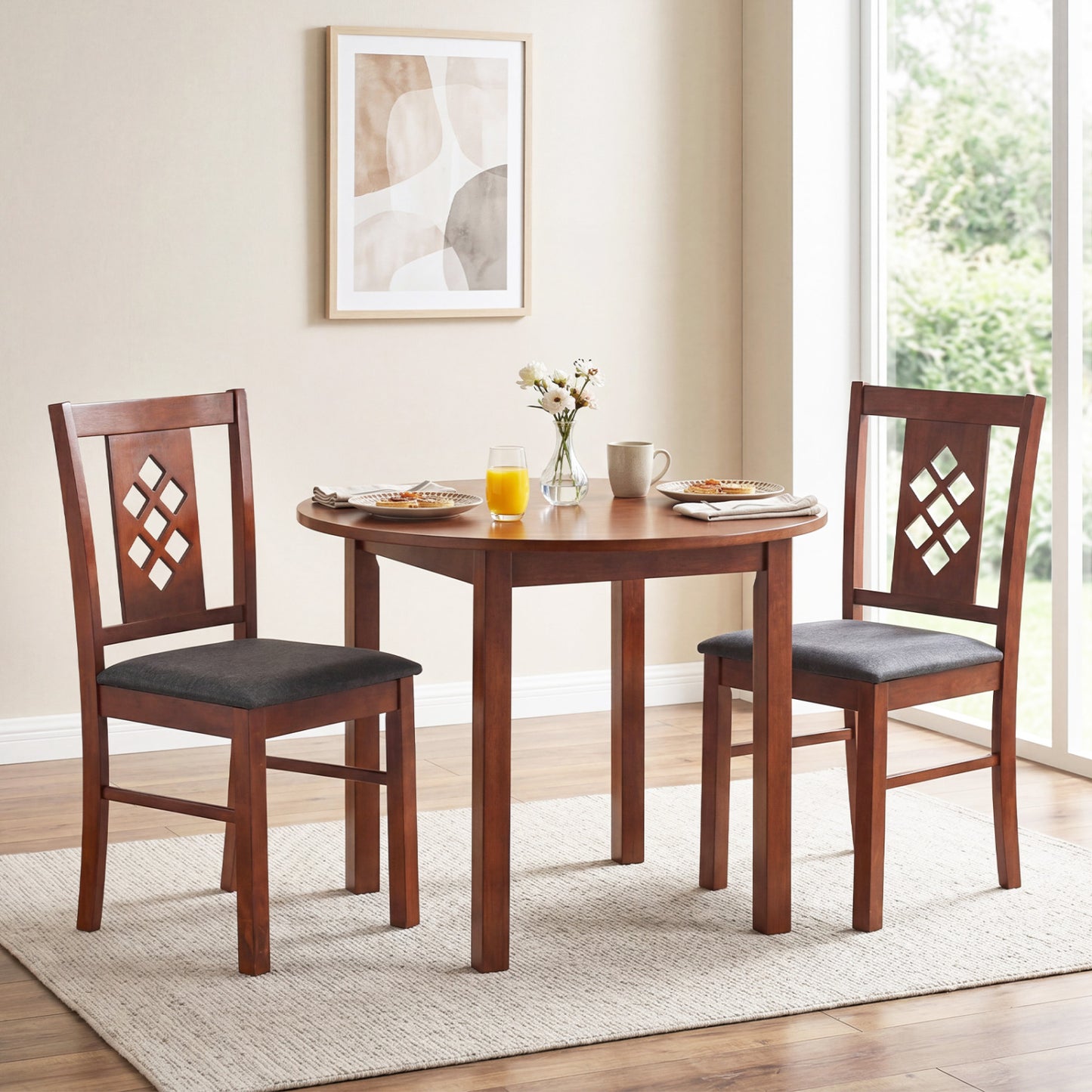 Upholstered Dining Chairs Set of 2 with Wood Frame