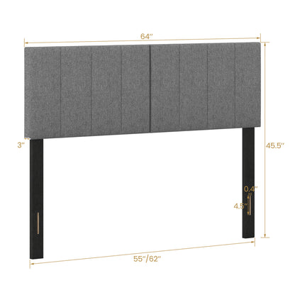 Adjustable Width Upholstered Headboard with Vertical Tufting