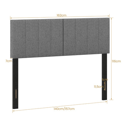 Adjustable Width Upholstered Headboard with Vertical Tufting
