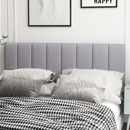 Linen Upholstered Headboard with Solid Wood Legs and Adjustable Width