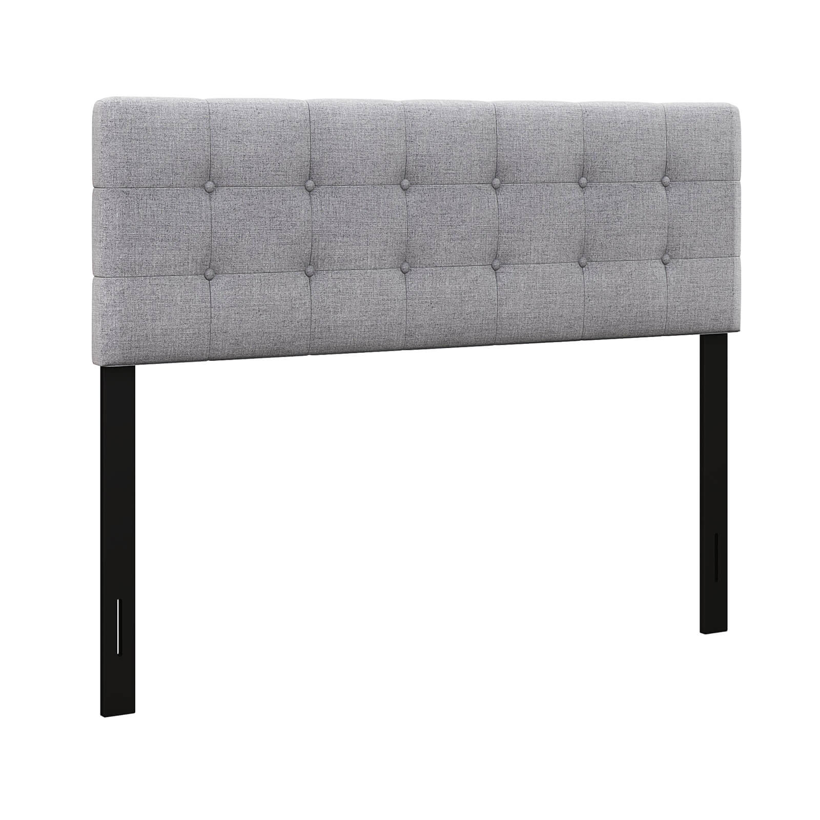 Linen Upholstered Headboard with Solid Rubber Wood Legs-Beige - Gray