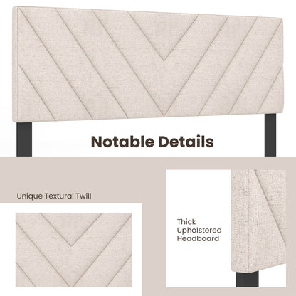 Linen Upholstered Headboard for Full and Queen Size Bed Frames