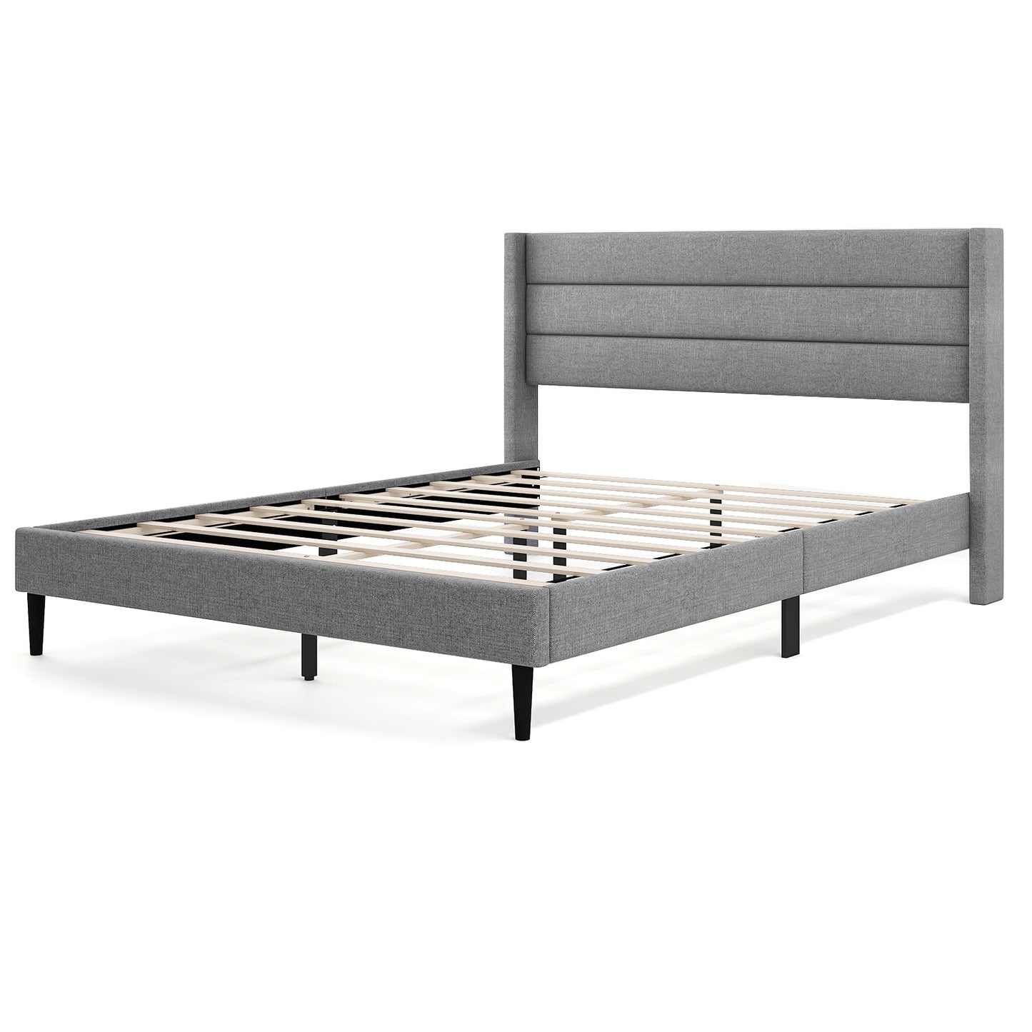 Linen Upholstered Platform Twin/Queen Bed Frame with Wingback Headboard