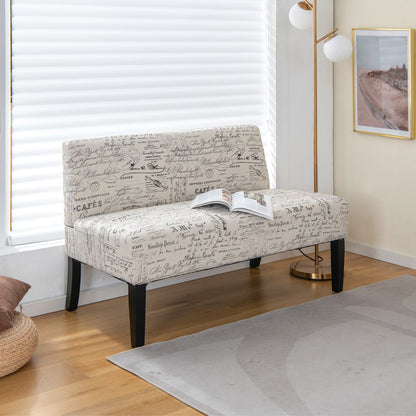 Living Room Wooden Leg Armless Loveseat Sofa-Multicolor