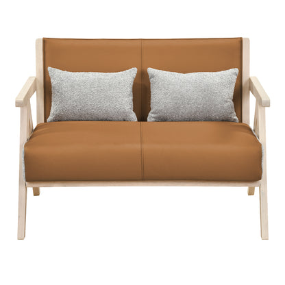 Loveseat Sofa for Small Spaces with Throw Pillows Rubber Wood Frame Padded Seat