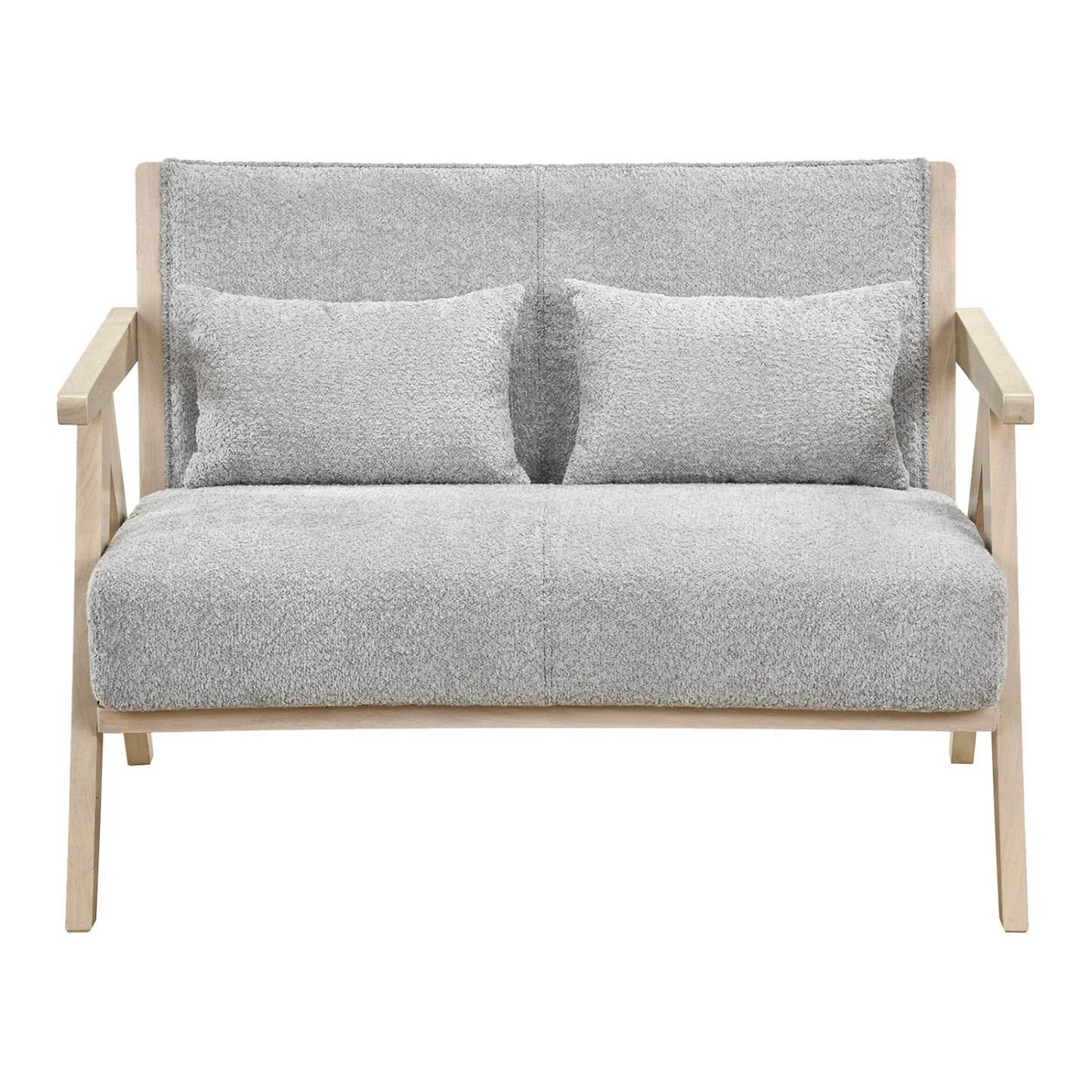 Loveseat Sofa for Small Spaces with Throw Pillows Rubber Wood Frame Padded Seat
