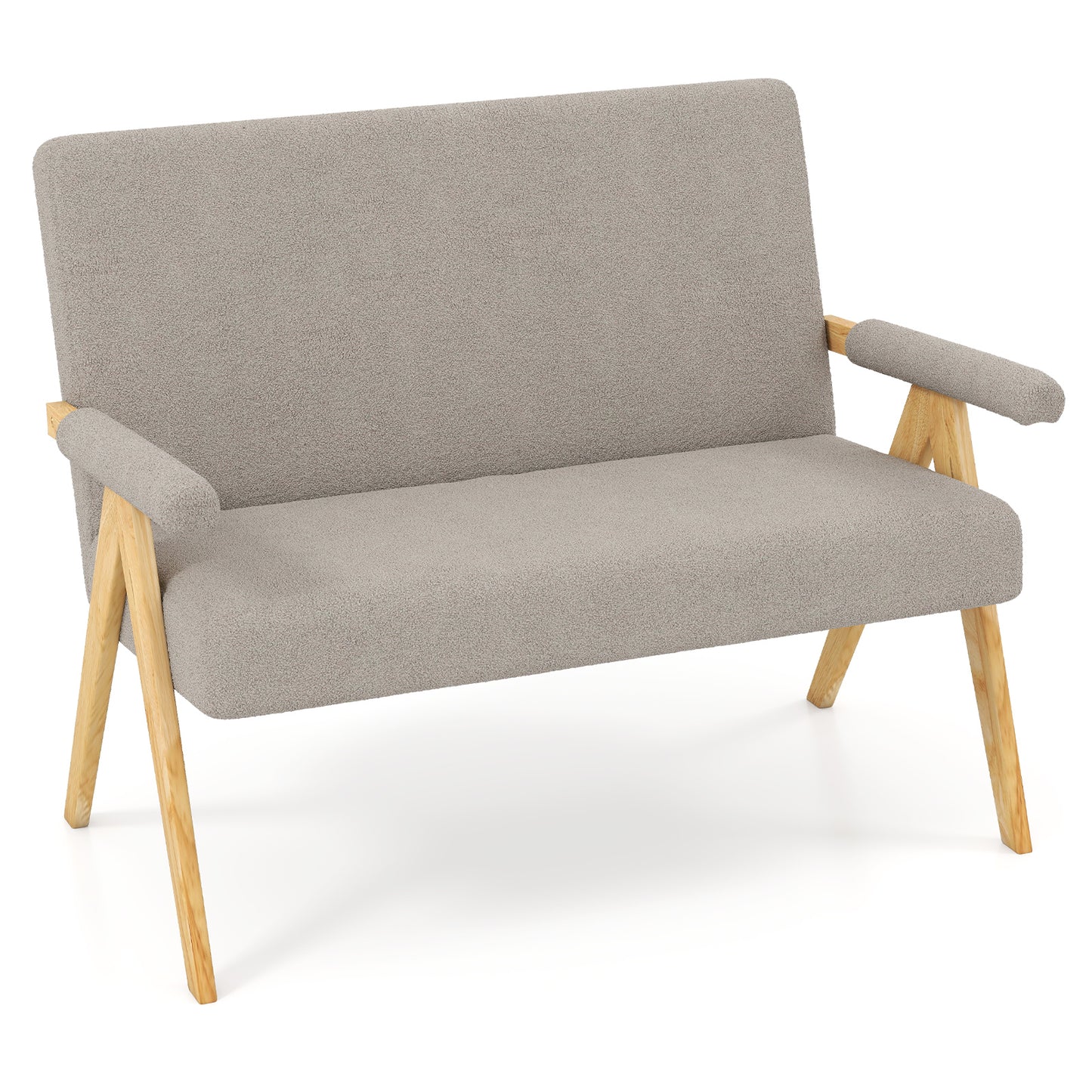 Loveseat Sofa with Armrests and Wooden Legs-Gray