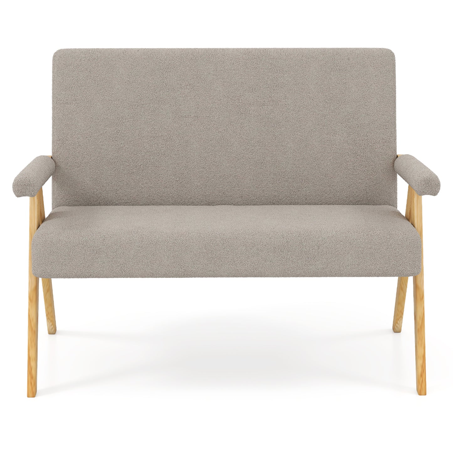 Loveseat Sofa with Armrests and Wooden Legs-Gray