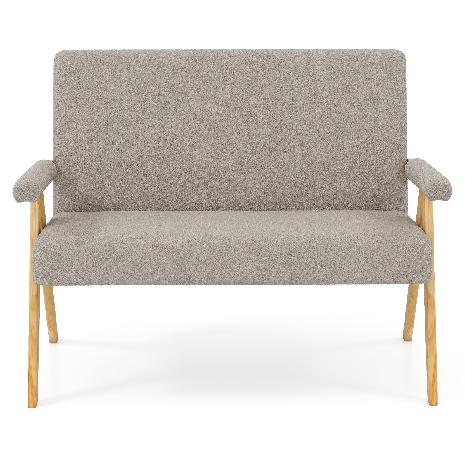 Loveseat Sofa with Armrests and Wooden Legs-Gray
