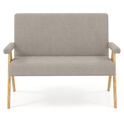 Loveseat Sofa with Armrests and Wooden Legs-Gray