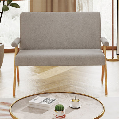 Loveseat Sofa with Armrests and Wooden Legs-Gray