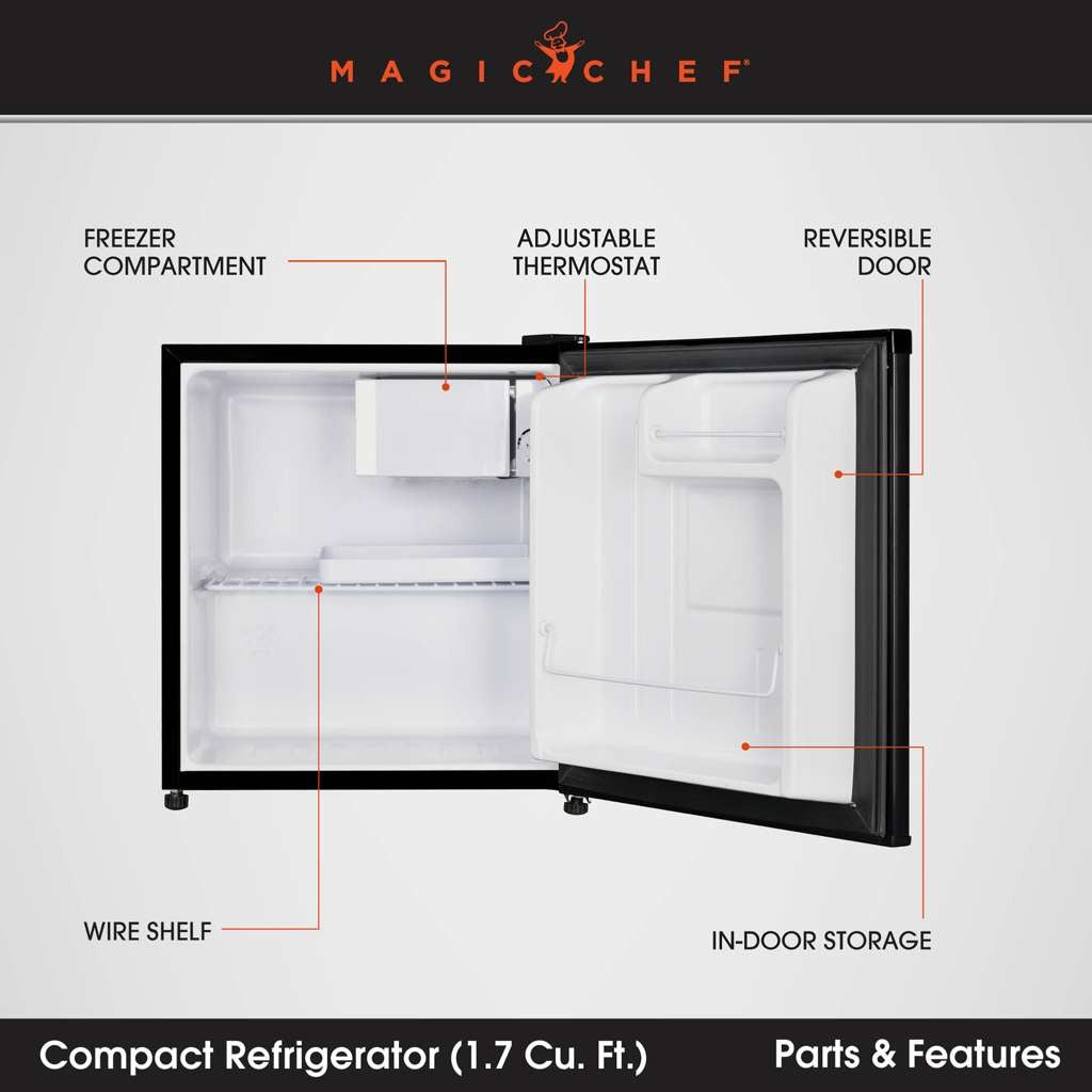 Magic Chef 1.7 Cu. Ft. Compact Refrigerator with Freezer Compartment, Black - view 11