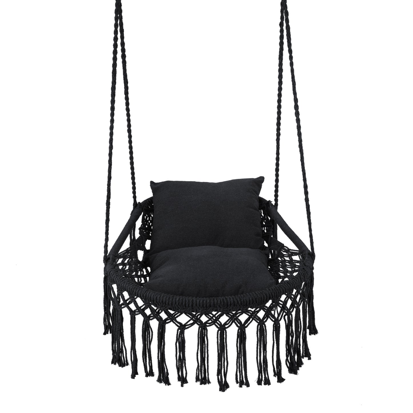 Macrame Swing Chair Hammock Chair with 2 Removable Cushions