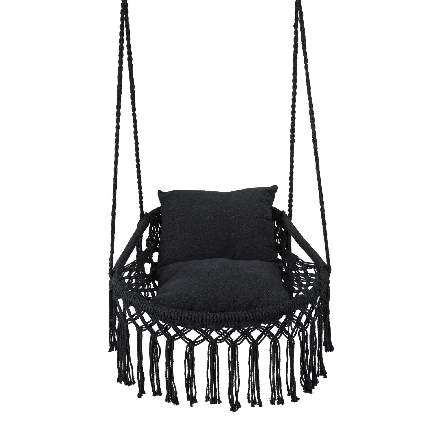 Macrame Swing Chair Hammock Chair with 2 Removable Cushions