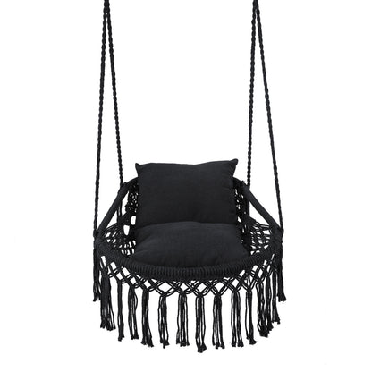 Macrame Swing Chair Hammock Chair with 2 Removable Cushions
