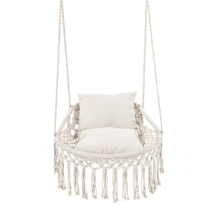 Macrame Swing Chair Hammock Chair with 2 Removable Cushions