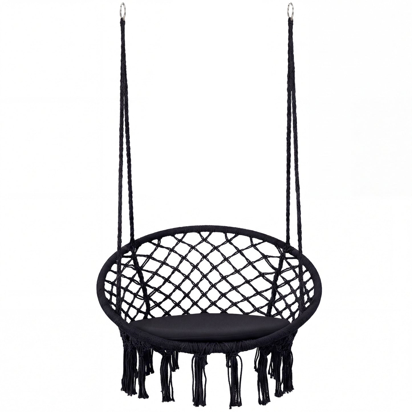 Macrame Swing Chair Hammock Chair with Round Seat Cushion