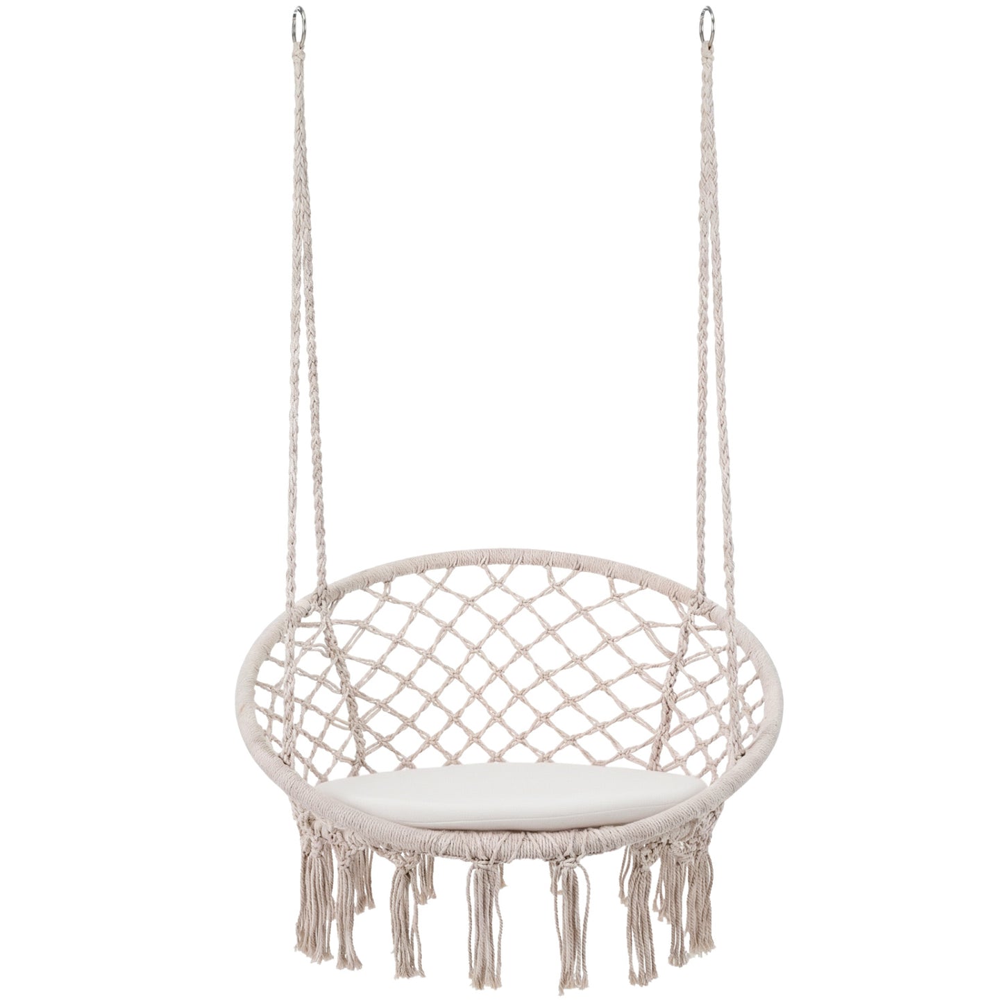 Macrame Swing Chair Hammock Chair with Round Seat Cushion