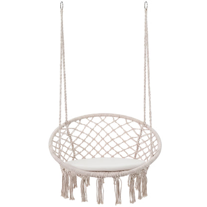 Macrame Swing Chair Hammock Chair with Round Seat Cushion