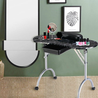 Foldable Manicure Table with Drawer and Wrist Cushion