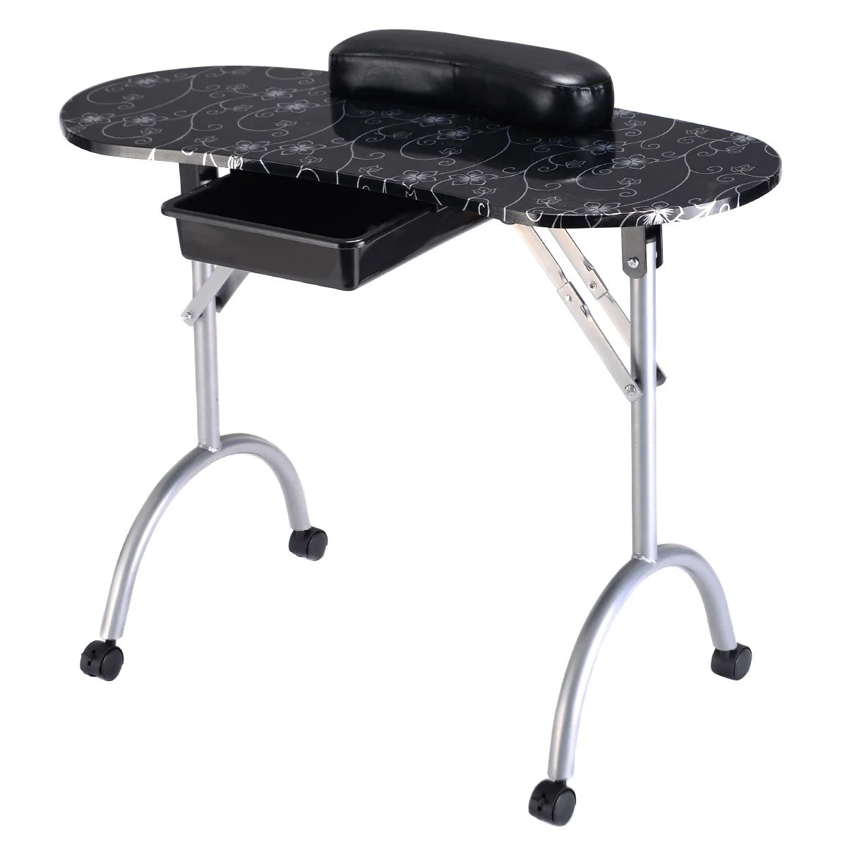Foldable Manicure Table with Drawer and Wrist Cushion