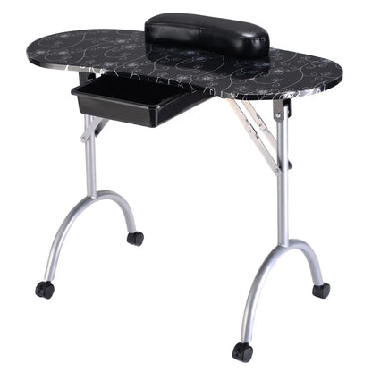 Foldable Manicure Table with Drawer and Wrist Cushion