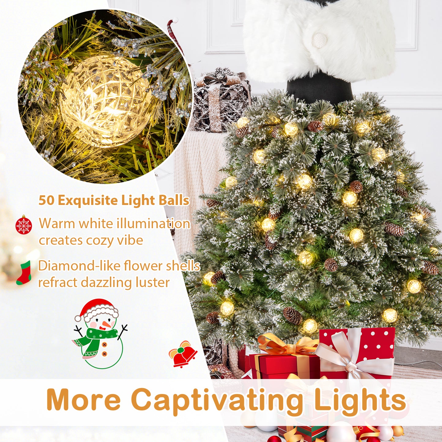 5 FT Pre-lit Mannequin Artificial Christmas Tree Hinged Dress Form Xmas Tree with 465 Branch Tips