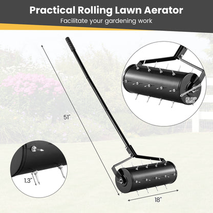 18/21 Inch Manual Lawn Aerator with Detachable Handle