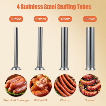 Manual Sausage Stuffer with 4 Tubes & 2 Speeds