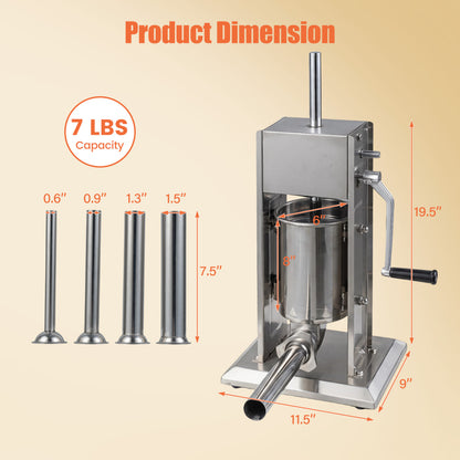 Manual Sausage Stuffer with 4 Tubes & 2 Speeds