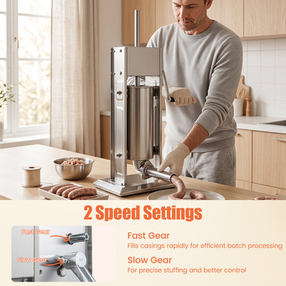 Manual Sausage Stuffer with 4 Tubes & 2 Speeds