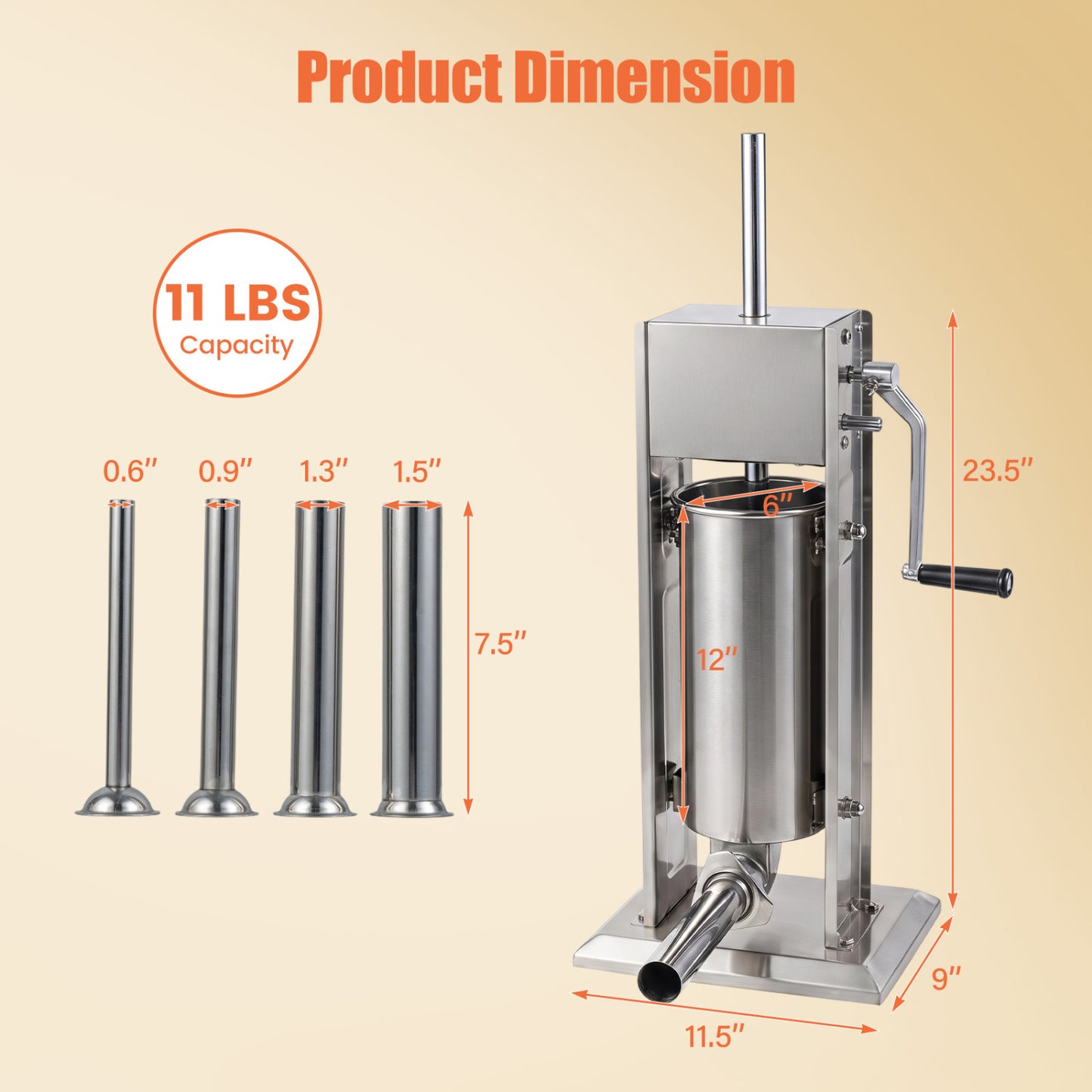 Manual Sausage Stuffer with 4 Tubes & 2 Speeds