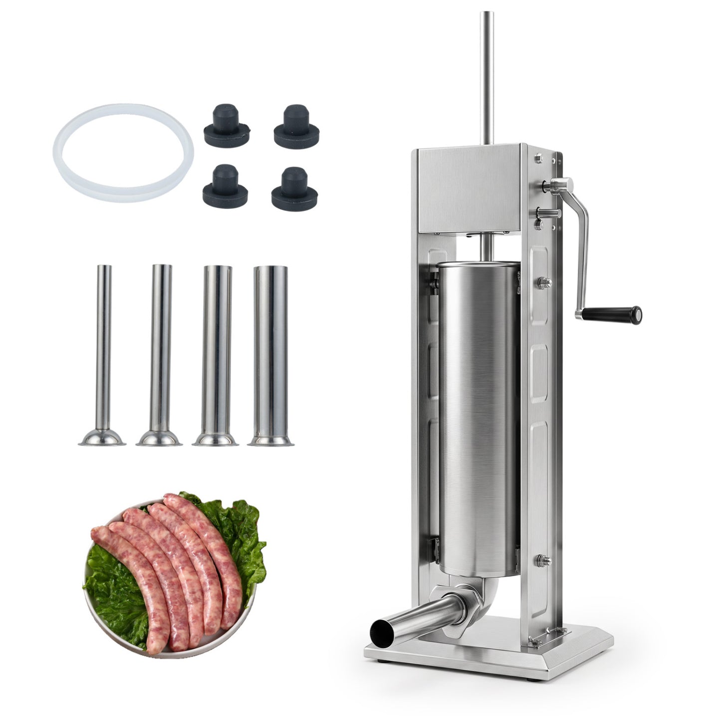 Manual Sausage Stuffer with 4 Tubes & 2 Speeds