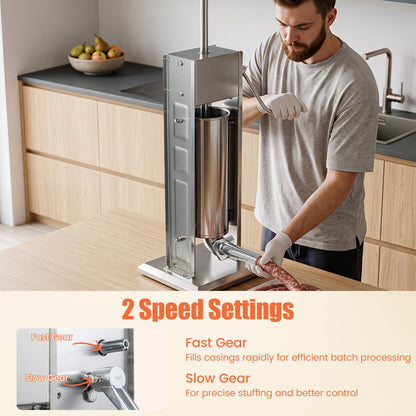 Manual Sausage Stuffer with 4 Tubes & 2 Speeds
