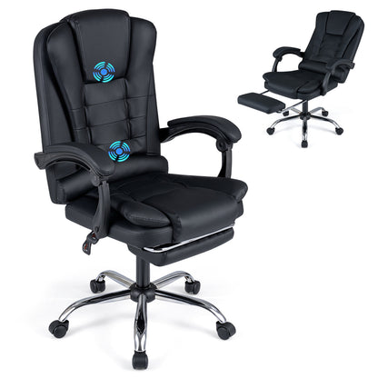Massage Office Chair with Footrest & Reclining Backrest