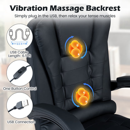 Massage Office Chair with Footrest & Reclining Backrest